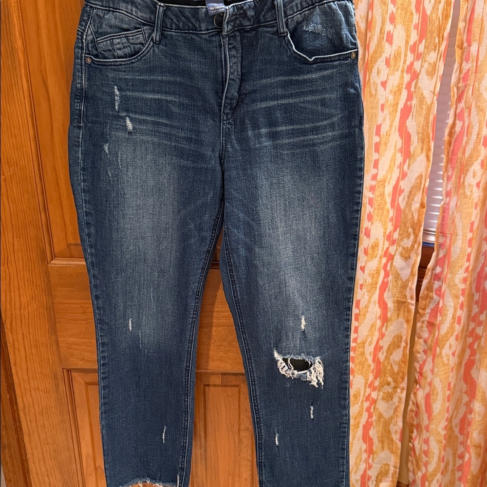 Democracy Dark Blue Distressed Ankle Jeans
